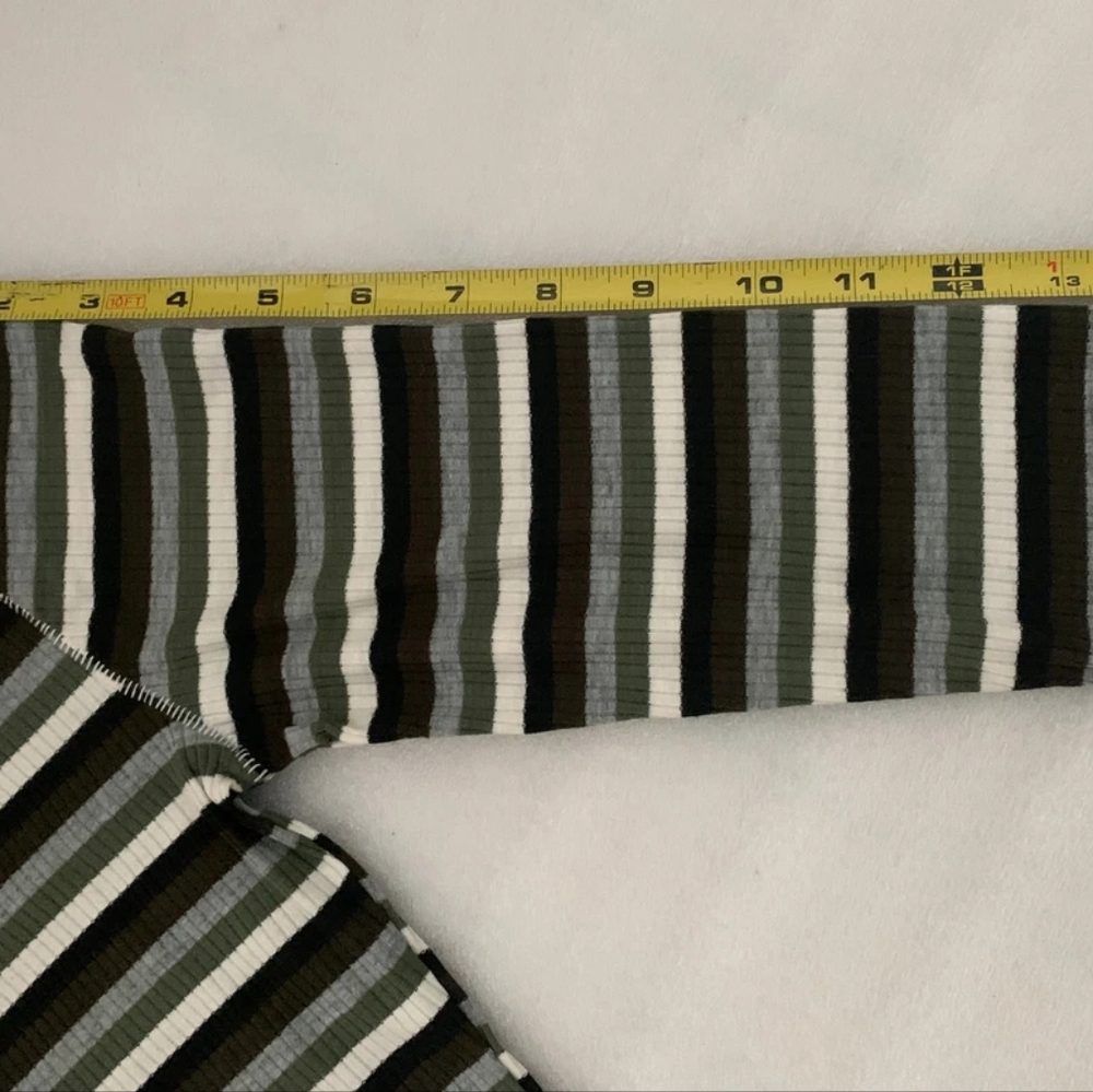 NWT Free People Good on You Army Green Stripe Round Hem Ribbed Tee Top - Picture 16 of 16